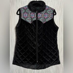 Quilted Black Velvet Vest with Aztec Yoke